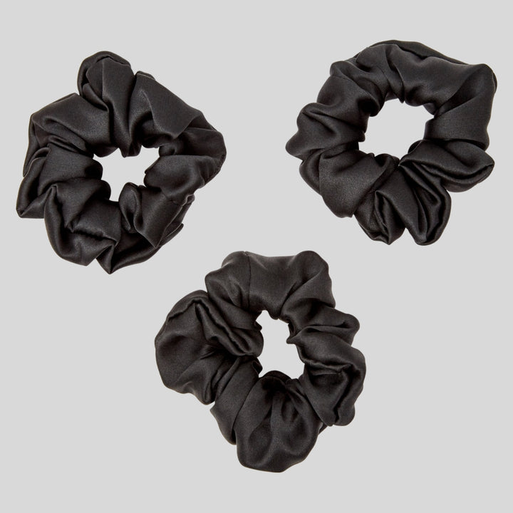 Silk Scrunchie Hair Ties Luxe Accessory – Black