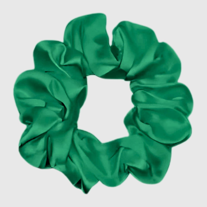Silk Scrunchie Hair Ties Luxe Accessory – Emerald Green