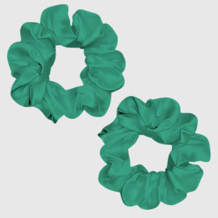 Silk Scrunchie Hair Ties Luxe Accessory – Emerald Green