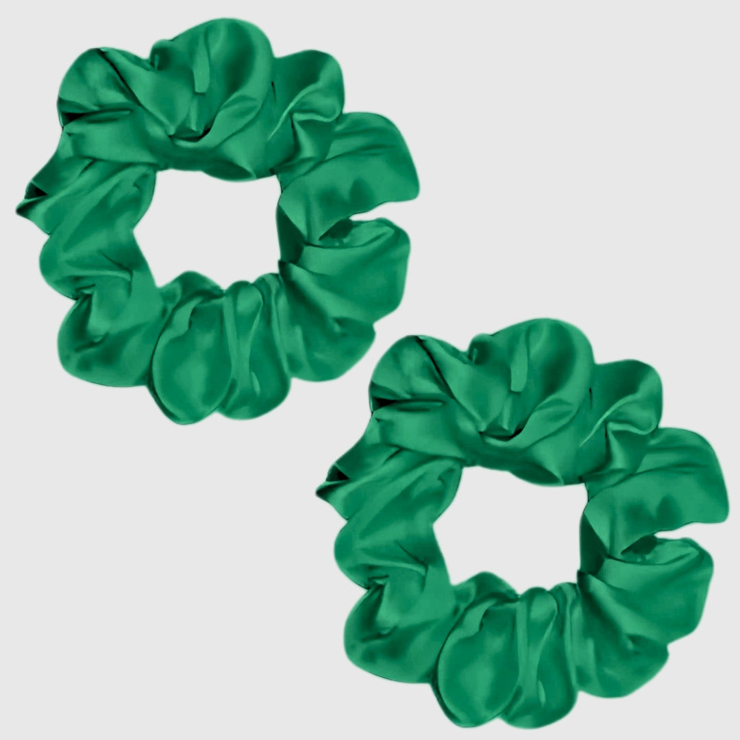 Silk Scrunchie Hair Ties Luxe Accessory – Emerald Green