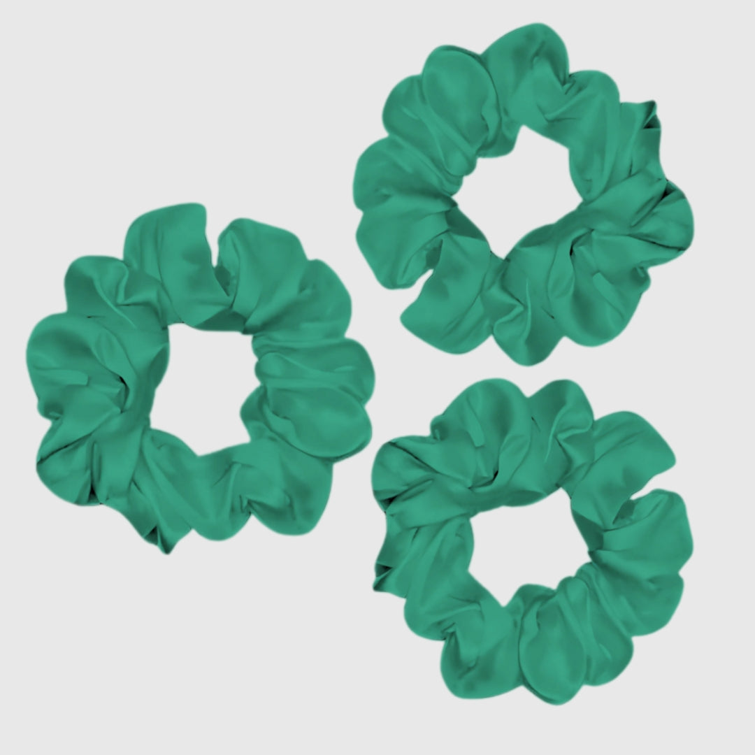 Silk Scrunchie Hair Ties Luxe Accessory – Emerald Green