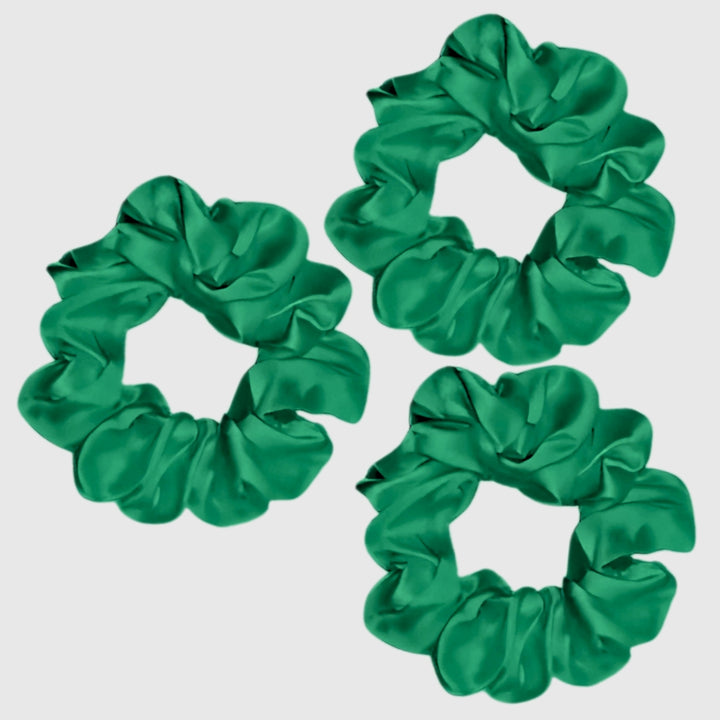 Silk Scrunchie Hair Ties Luxe Accessory – Emerald Green