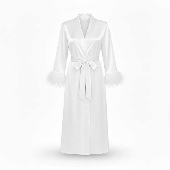 Ivory Feather Mid-Length Robe - Lighter Feather Edition