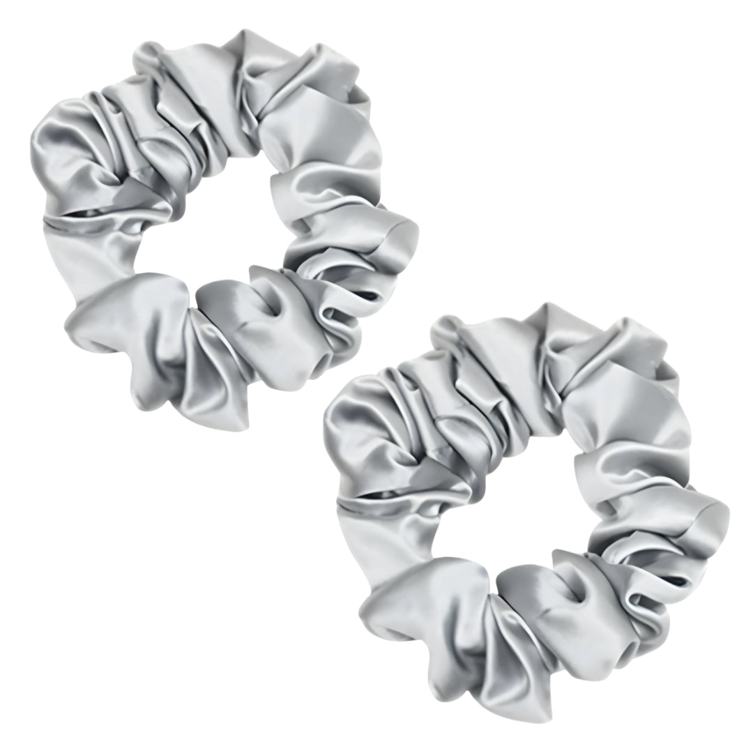 Silk Scrunchie Hair Ties Luxe Accessory – Grey
