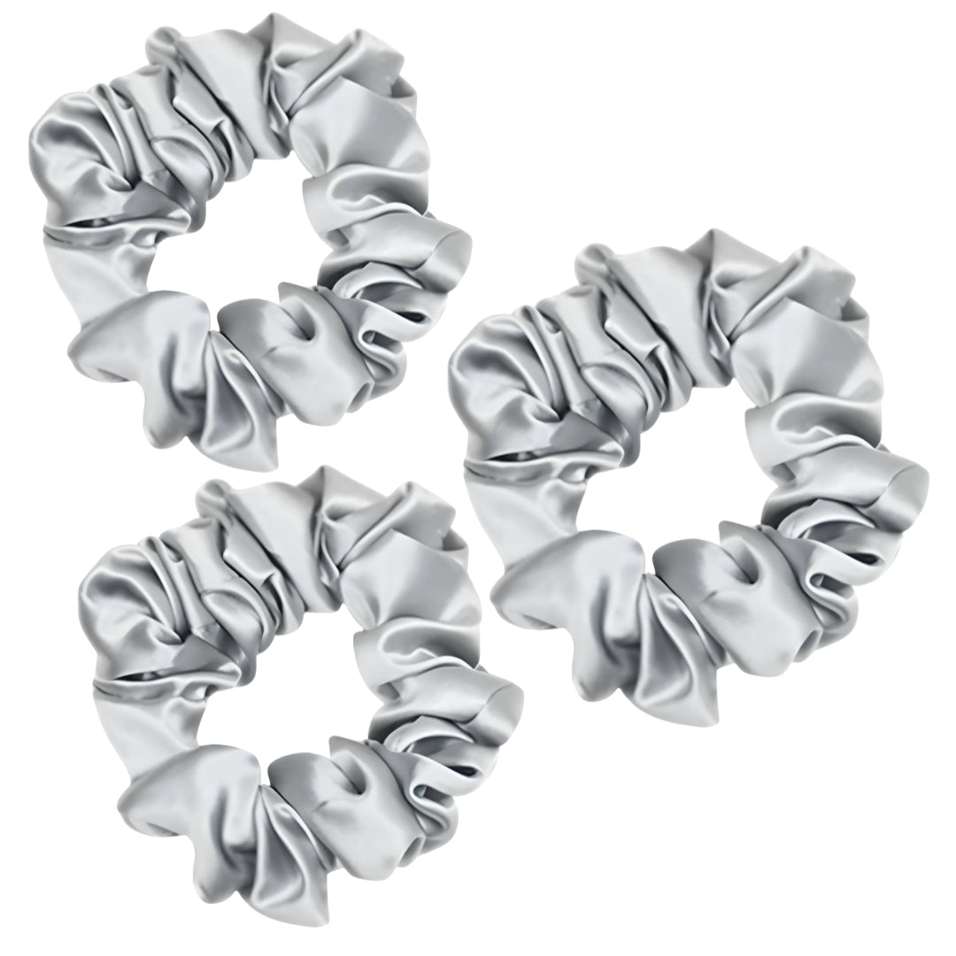 Silk Scrunchie Hair Ties Luxe Accessory – Grey
