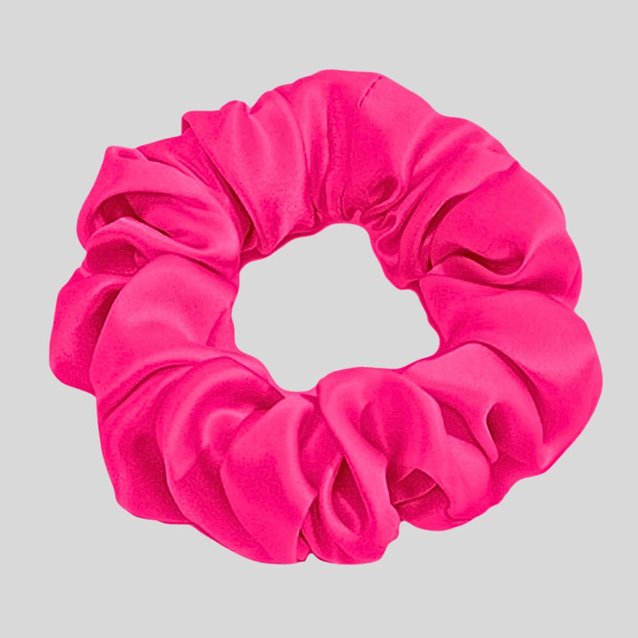 Silk Scrunchie Hair Ties Luxe Accessory – Hot Pink