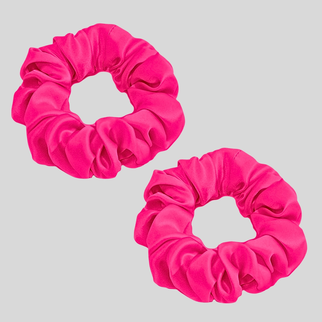 Silk Scrunchie Hair Ties Luxe Accessory – Hot Pink