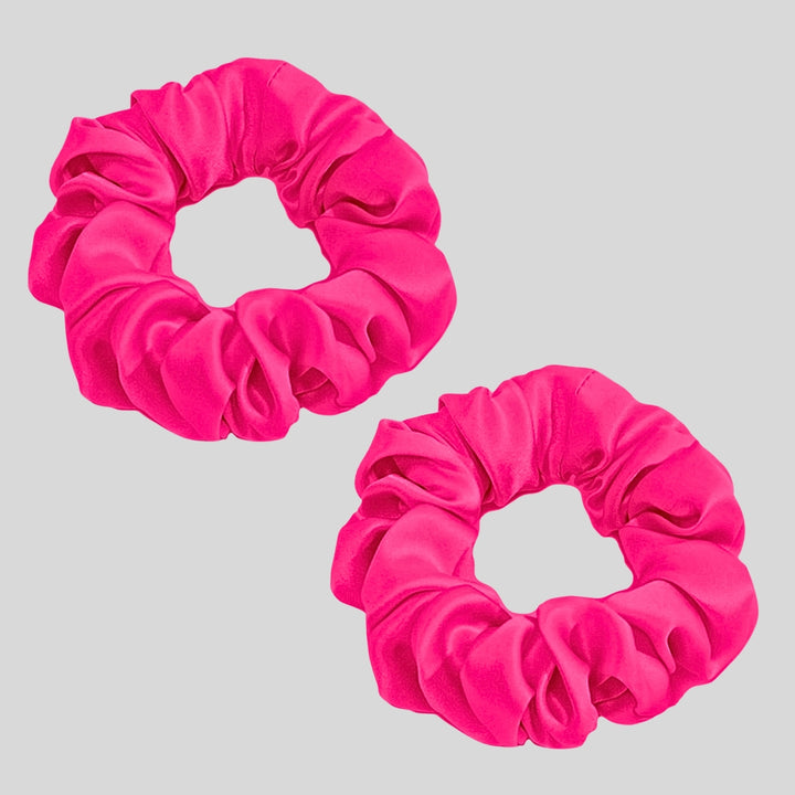 Silk Scrunchie Hair Ties Luxe Accessory – Hot Pink