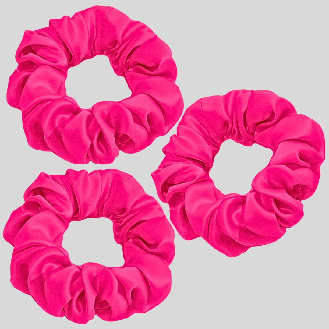 Silk Scrunchie Hair Ties Luxe Accessory – Hot Pink