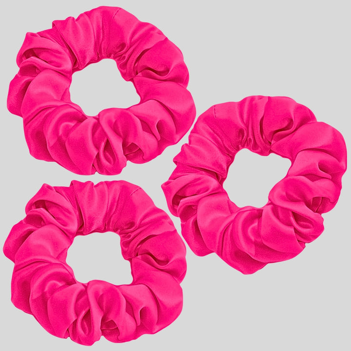Silk Scrunchie Hair Ties Luxe Accessory – Hot Pink