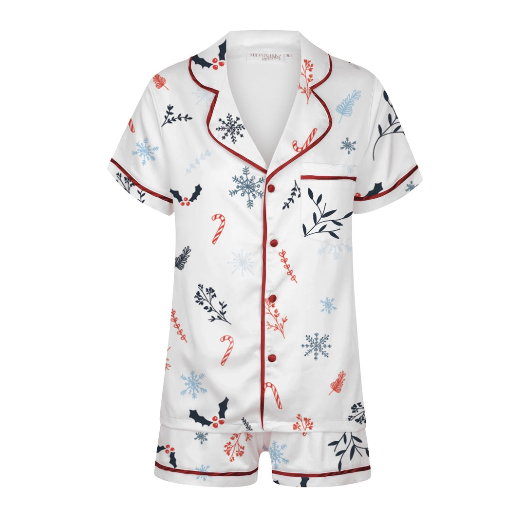 Kids Christmas Satin Personalised Pyjama Set - Traditional Print
