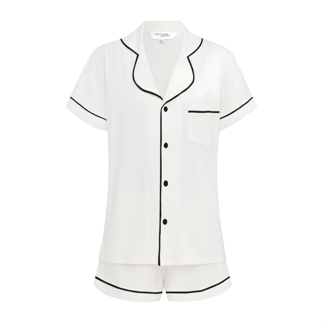 Modal Summer Pyjamas Short Sleeve & Shorts - White/Black