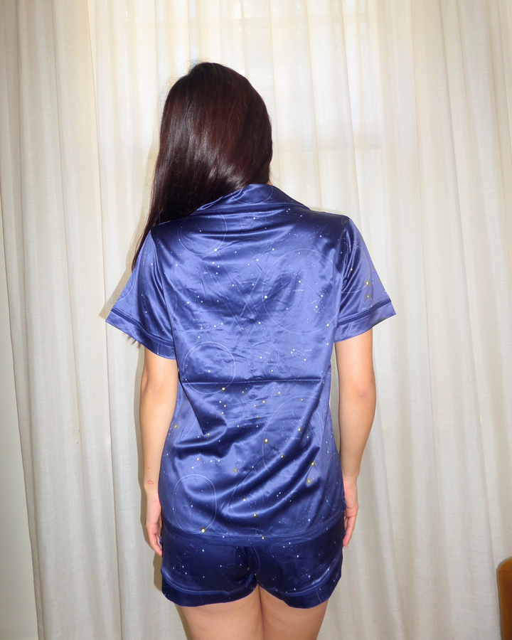 Limited Edition Astrology Satin Personalised Pyjama Set - Navy