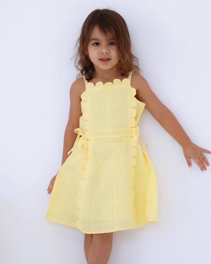The Freya Linen Dress Yellow