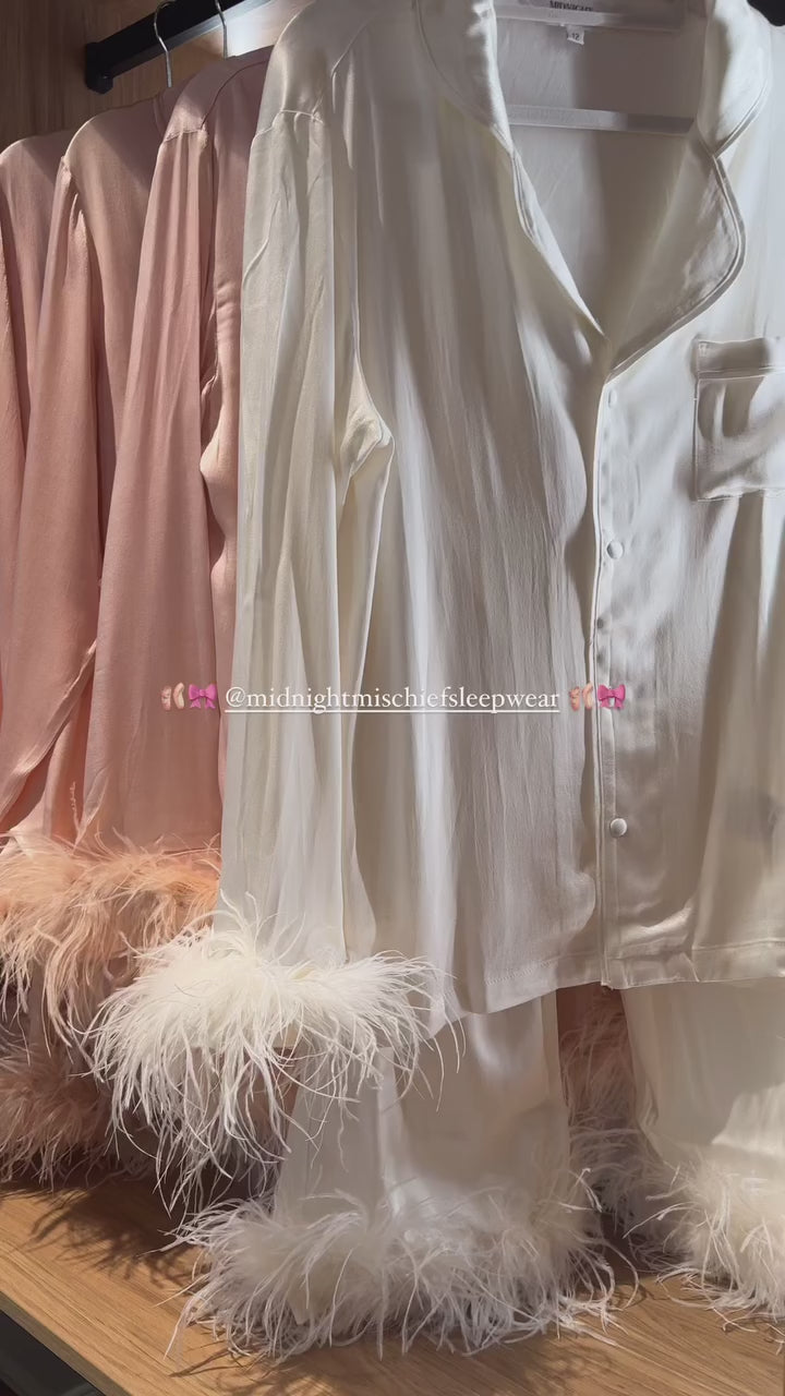 Pink Feather Pyjama Winter Set