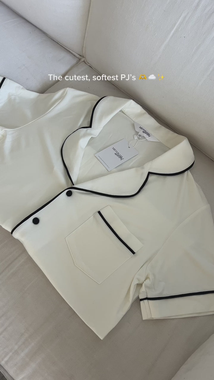 Modal Summer Pyjamas Short Sleeve & Shorts - White/Black