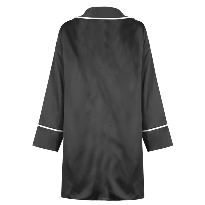 Satin Personalised Long Sleeve Boyfriend Shirt - Black/White