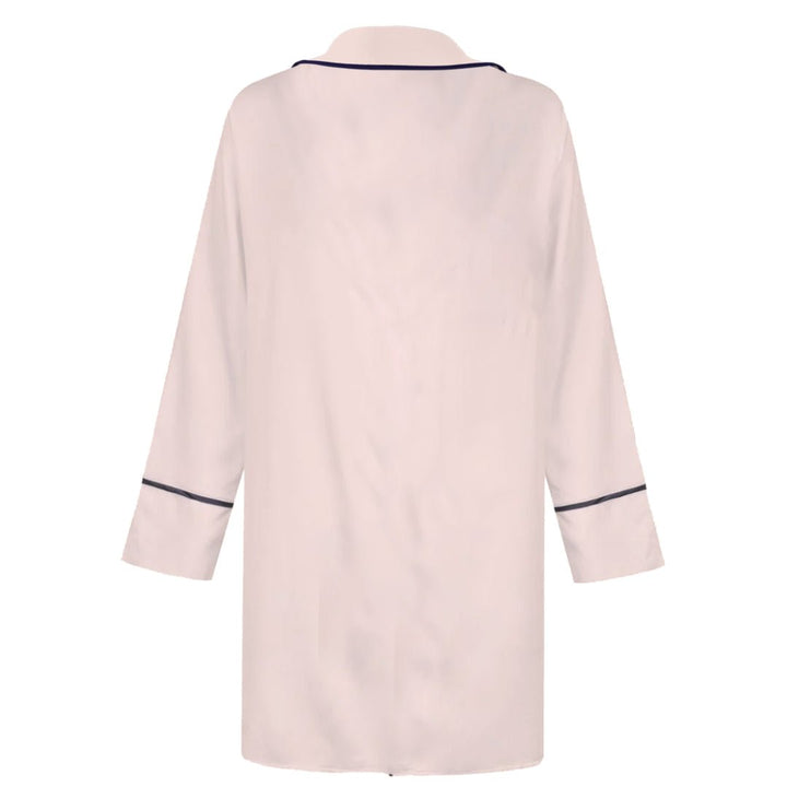 Satin Personalised Long Sleeve Boyfriend Shirt - Pink/Navy