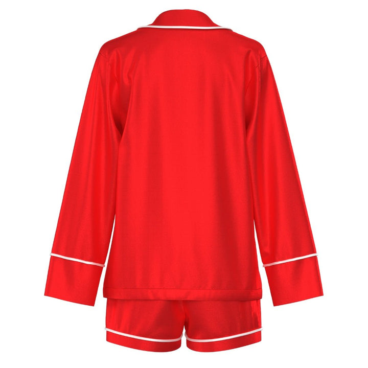 Satin Personalised Pyjama Set - Long Sleeve Red/White