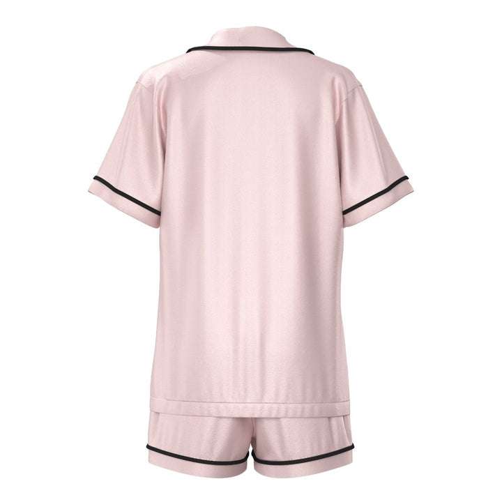 Satin Personalised Pyjama Set - Short Sleeve Blush Pink/Black