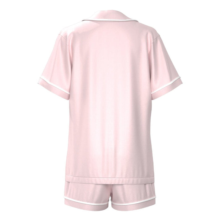 Satin Personalised Pyjama Set - Short Sleeve Bubble Gum Pink/White