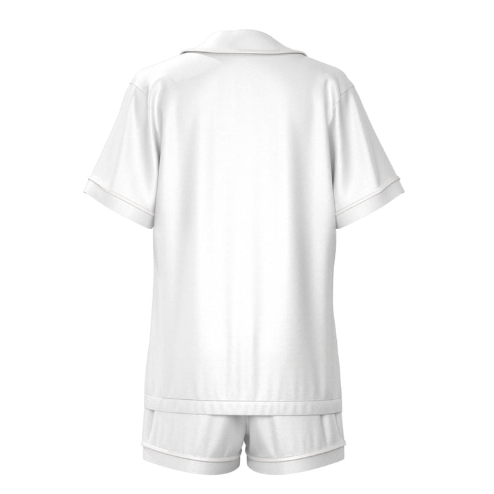 Satin Personalised Pyjama Set - Short Sleeve White/White