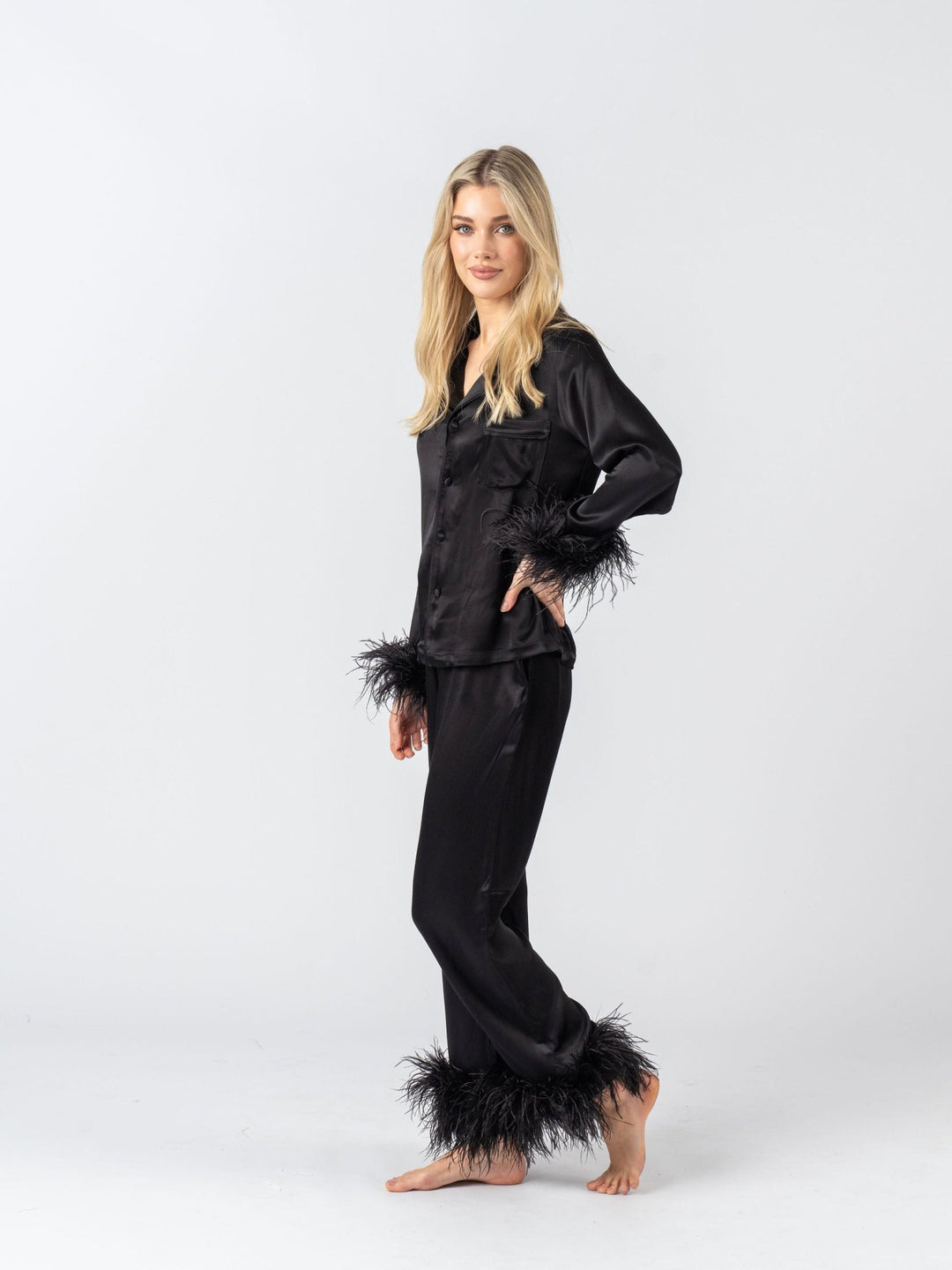 Black Feather Pyjama Winter Set