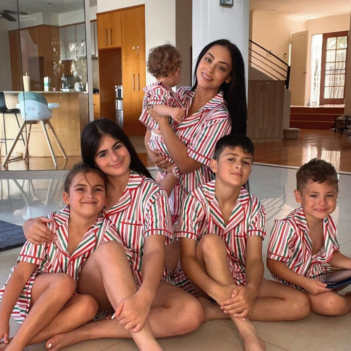 Exclusive Christmas Satin Personalised Pyjama Set - Candy Cane Print