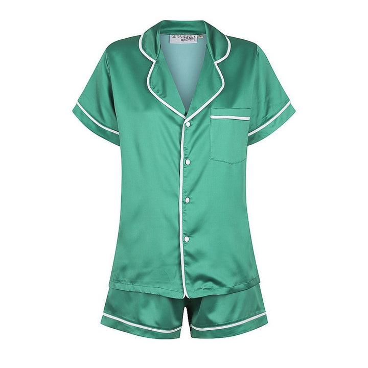 Kids Satin Personalised Pyjama Set - Emerald Green
