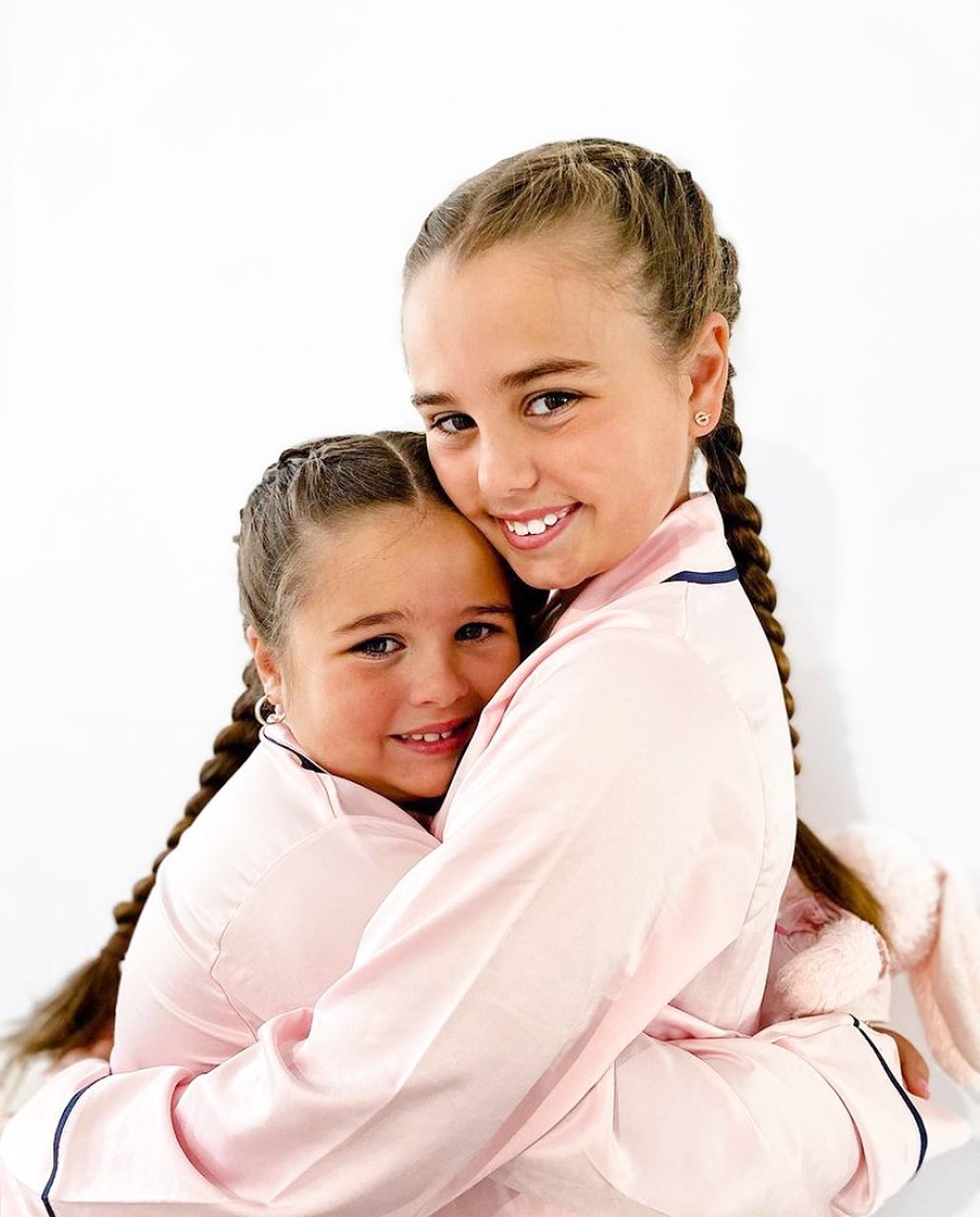 Kids Satin Personalised Pyjama Set - Long Sleeve with Shorts Pink/Navy