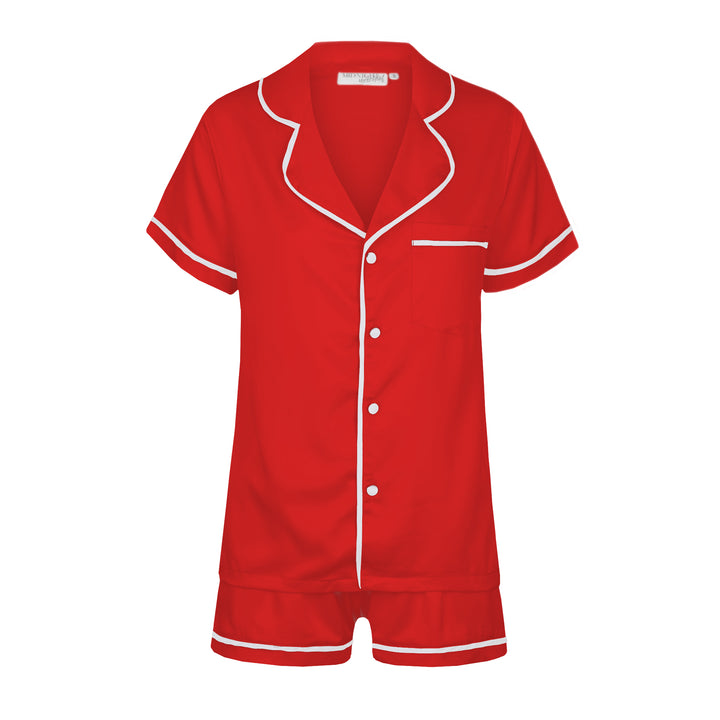 FAULTY // Luxe Personalised Pyjama Set - Short Sleeve Red/White ***