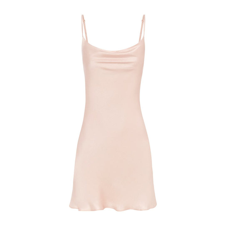 Cowl Neck Viscose Nightie - Pink