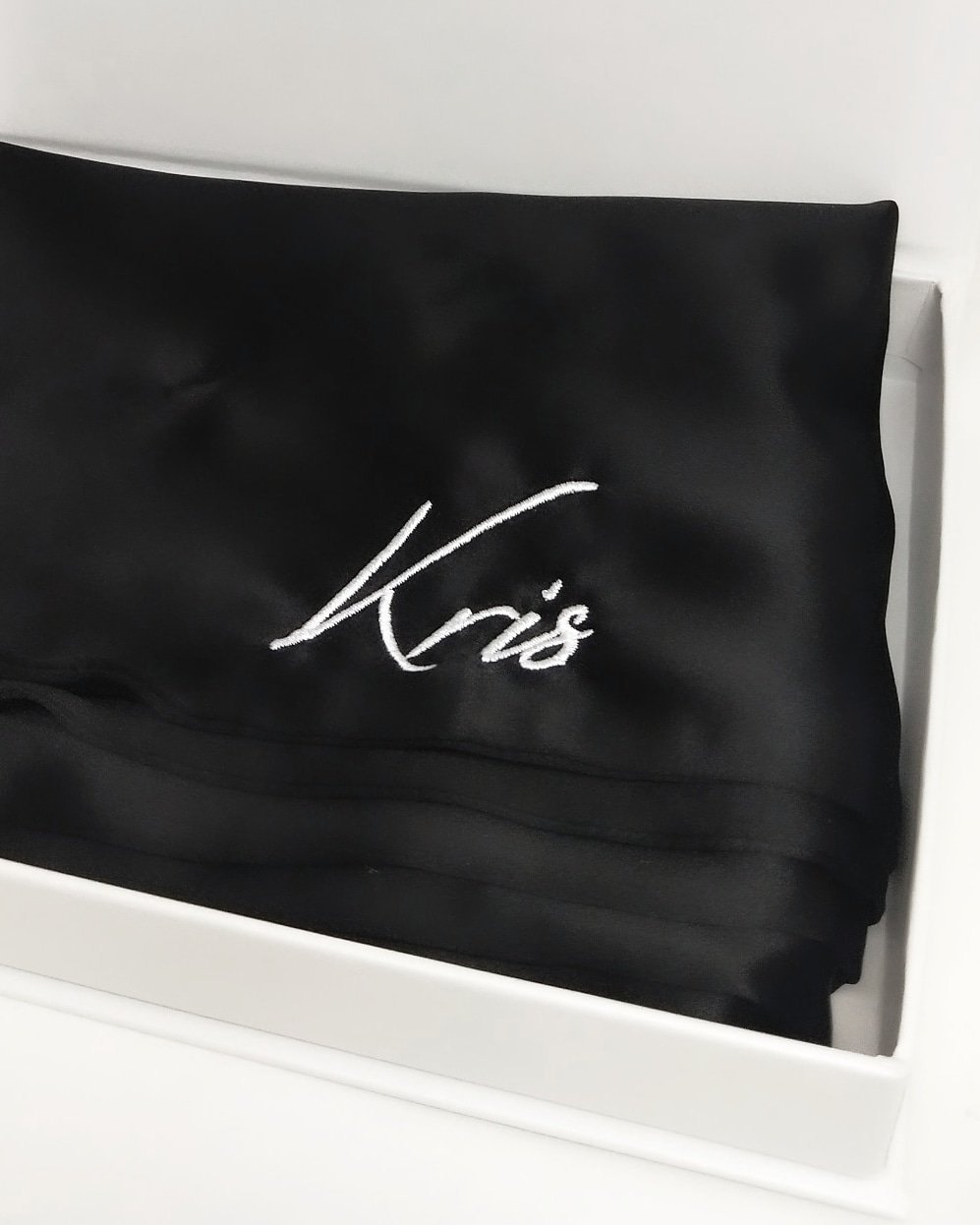 BLACK Personalised Silk Pillowcase - Queen Size
