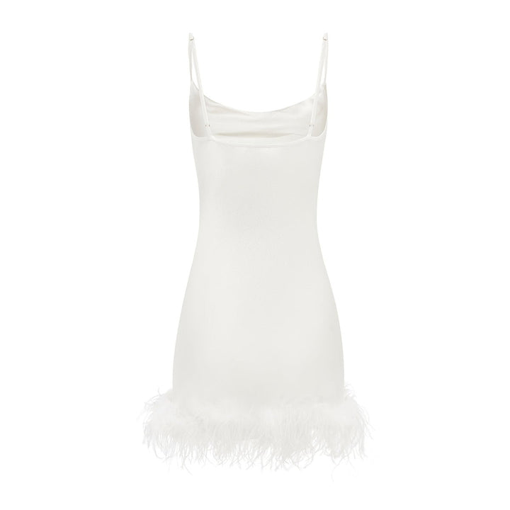 NEW Feather Mini Statement Dress - Ivory