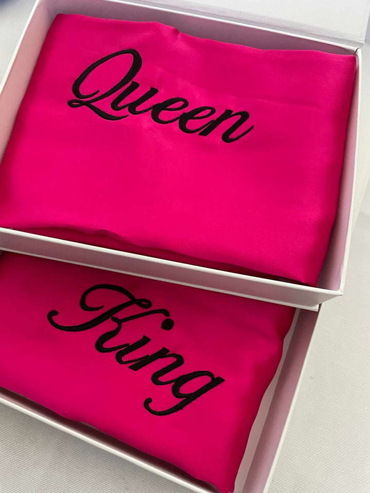 HOT PINK Personalised Silk Pillowcase - Queen Size
