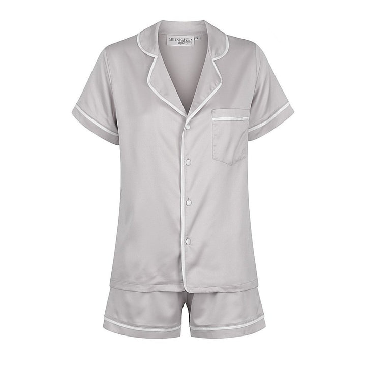 Kids Satin Personalised Pyjama Set - Grey/White