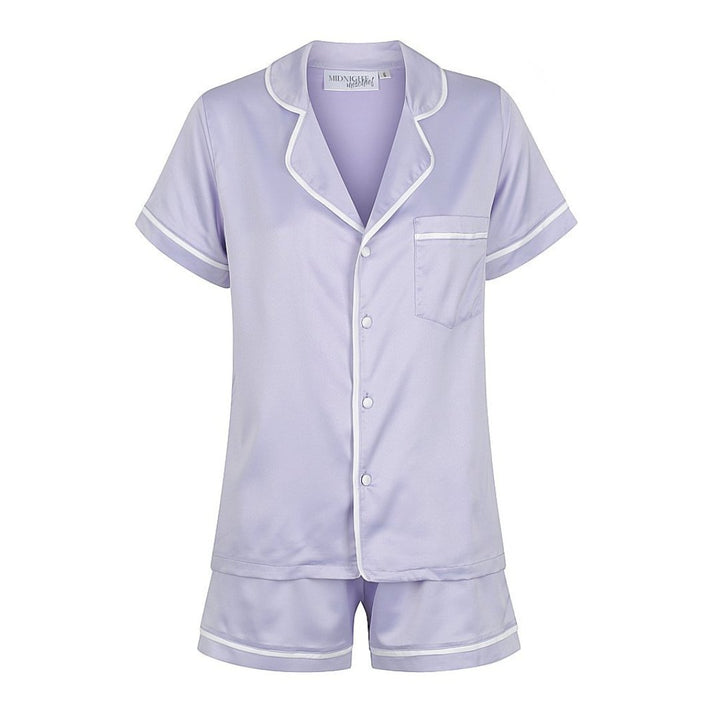 Kids Satin Personalised Pyjama Set - Purple/White