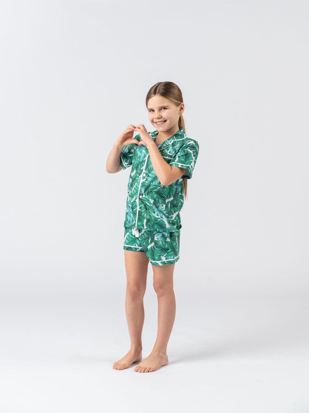 Kids Satin Personalised Pyjama Set - Short Sleeve Hamptons Print