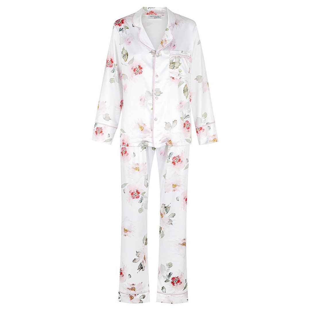 Kids Satin Personalised Pyjama Set - Long Sleeve with Long Pants Floral Print