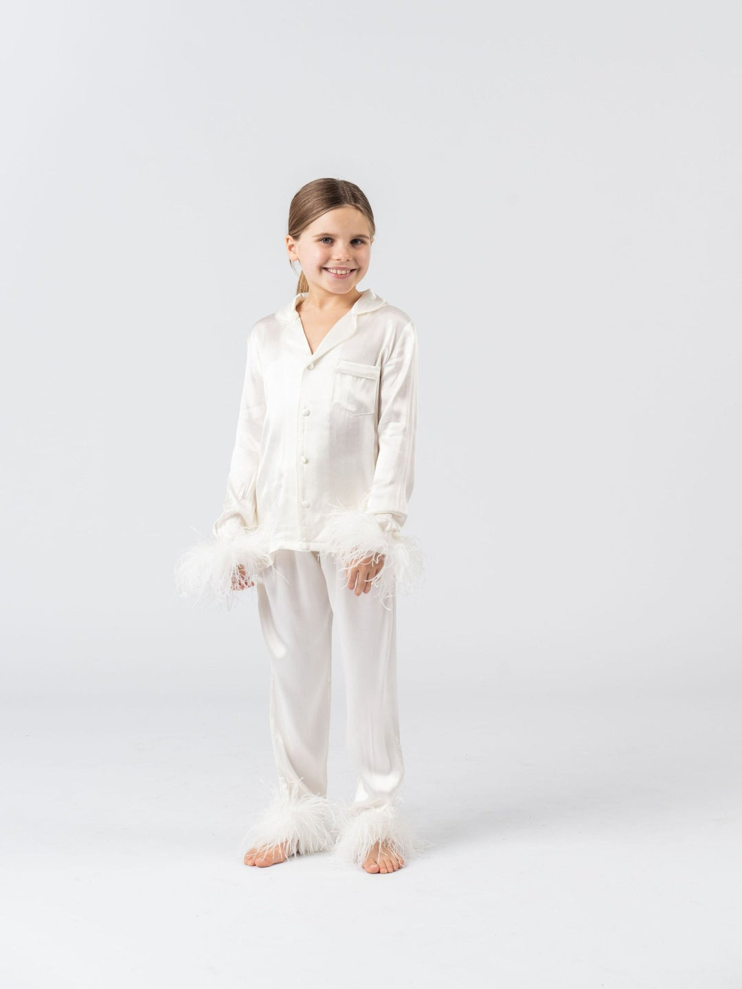 Kids Feather Pyjama Winter Set - Ivory