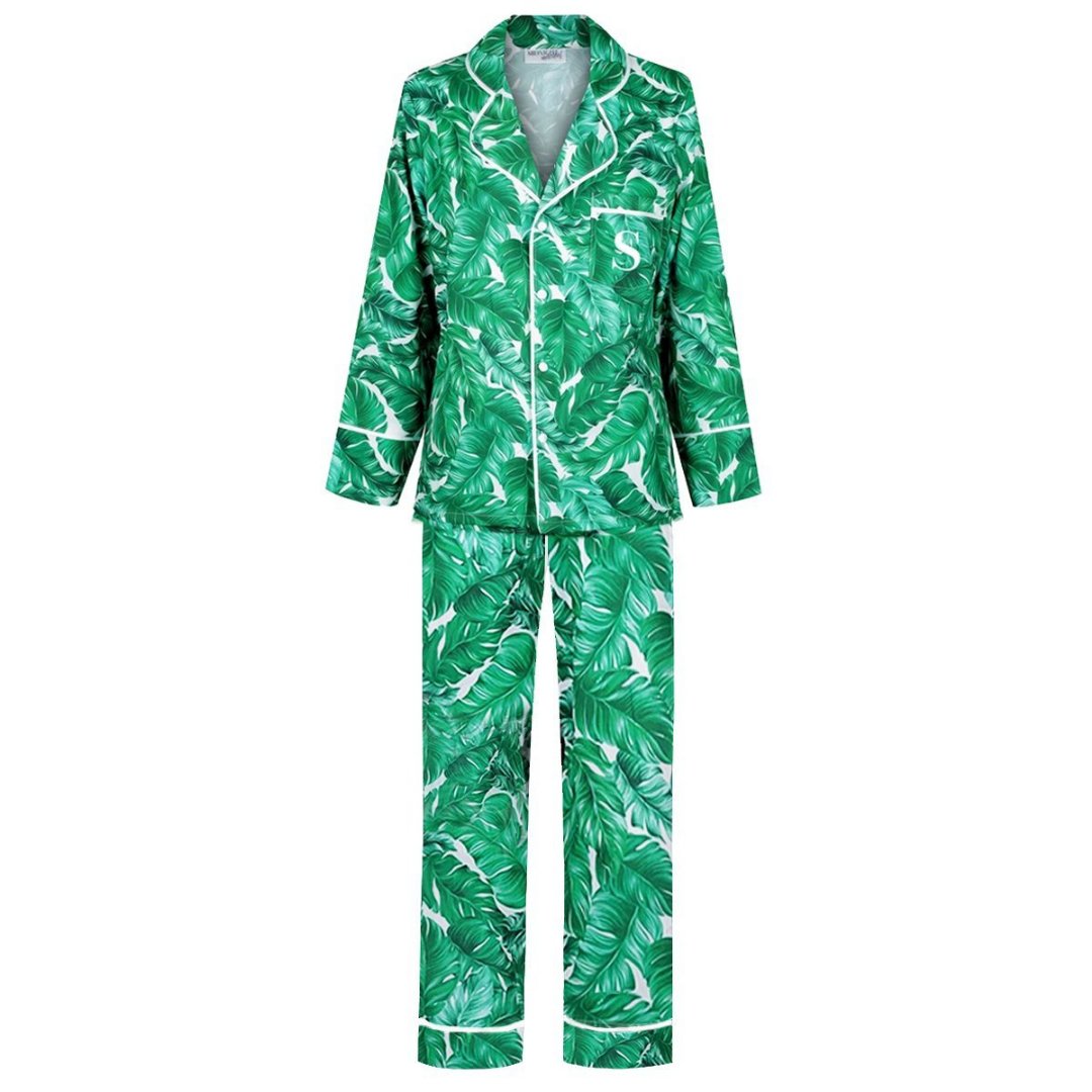 Limited Edition Satin Personalised Pyjama Winter Set - Hamptons Print