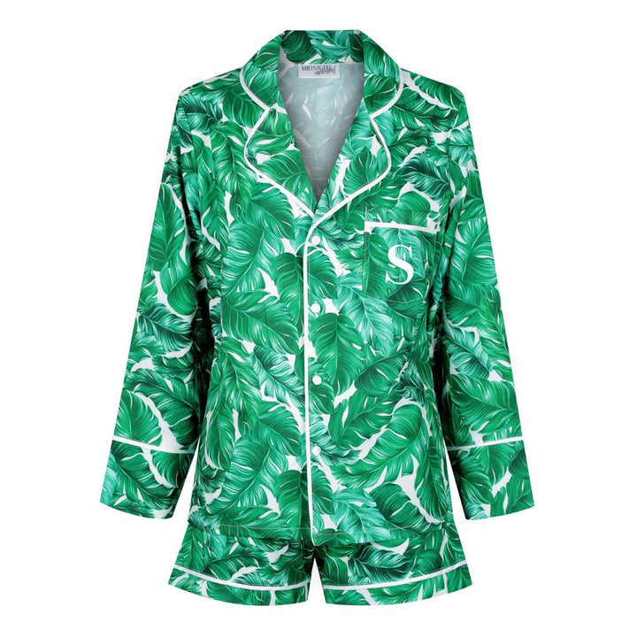 Limited Edition Satin Personalised Pyjama Set - Long Sleeve Hamptons Print