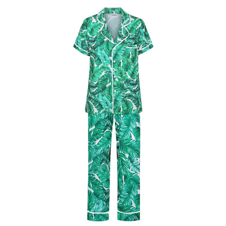 Limited Edition Satin Personalised Pyjama Set - Short Sleeve and Long Pants Hamptons Print