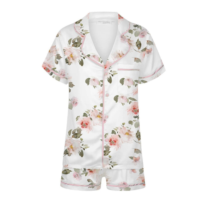 Limited Edition Satin Personalised Pyjama Set - Short Sleeve Floral Print
