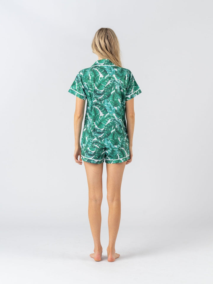 Limited Edition Satin Personalised Pyjama Set - Short Sleeve Hamptons Print