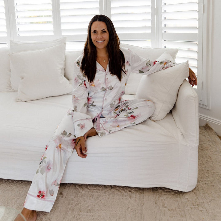 Limited Edition Satin Personalised Pyjama Winter Set - Floral Print
