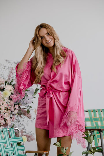 Luxe Personalised Short Lace Robes – Midnight Mischief Sleepwear