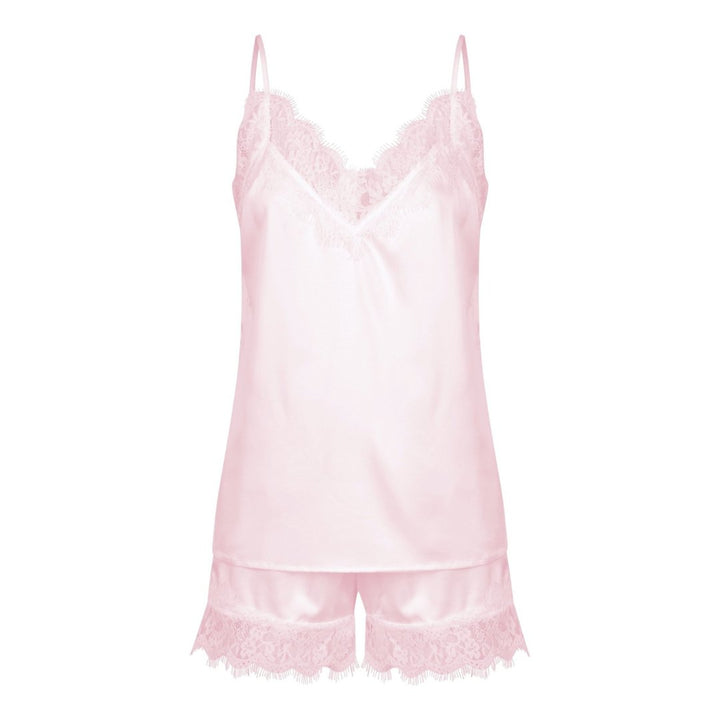 Satin Personalised Lace Camisole Set - Pink