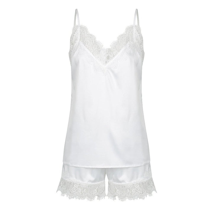 Satin Personalised Lace Camisole Set - White