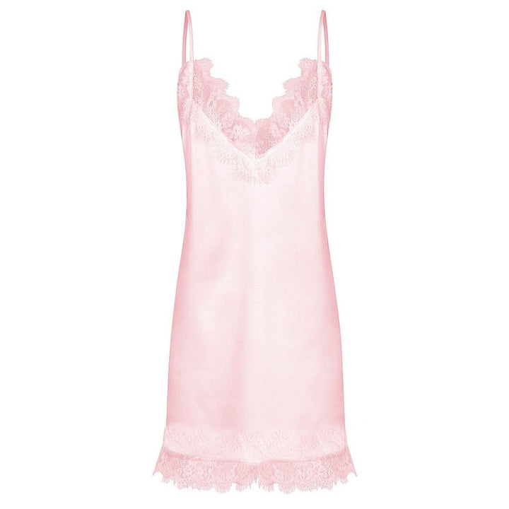 Satin Personalised Lace Slip Nightie - Pink